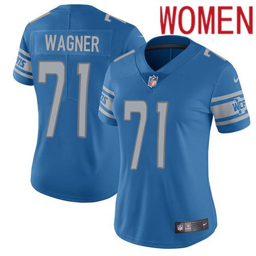 Women Detroit Lions #71 Ricky Wagner Nike Blue Vapor Limited NFL Jersey->women nfl jersey->Women Jersey